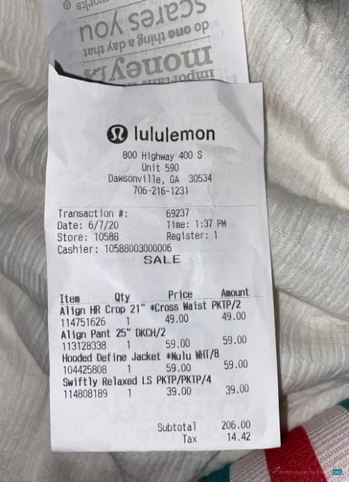 Download Lululemon store payment receipt Photoshop template